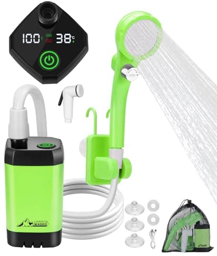 WADEO Portable Camping Shower, [10 Days Runtime] Rechargeable Battery Shower Pump, Outdoor Shower Kit for Beach, Pet, Travel, Car