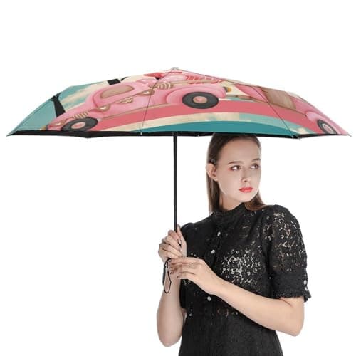 SEEKJOYS Honeymoon Umbrella Out Print Windproof Travel Umbrella Strong Compact Umbrella Automatic Portable Folding Umbrella for Rain Sun — view 4