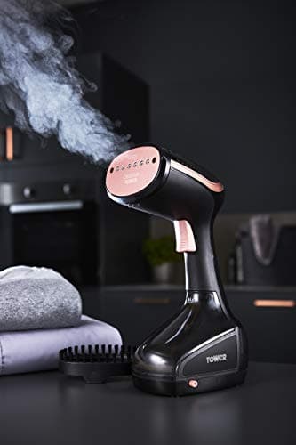 Tower Garment Steamer 1000W, Handheld Clothes Steamer for Travel, Compact Design, 200ml Tank, Vertical & Horizontal Steam, Quick Crease Removal, Rose Gold (T22014RGB) — view 3
