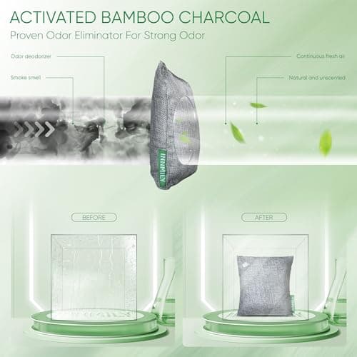 Activated Charcoal Odor Absorber, Odor Eliminator for Strong Odor,Bamboo Charcoal Air Purifying Bags for Home Car Closet Pet, Smoke Room Deodorizer (4 x 200g, Unscented) — view 5