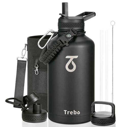 Trebo Insulated Water Bottle 2 L Stainless Steel with Paracord Handle & Bag