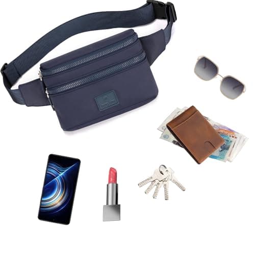 Bumbags Waist Fanny Pack Ladies Fashion Bum Bag with Adjustable Belt for Sport Hiking Girls Women Men (Blue) — view 4