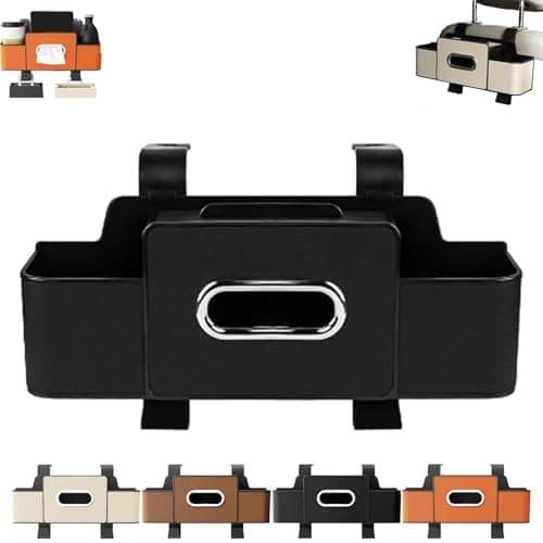 3 in 1 Car Backseat Organizer with Trash Can and No-Spill Cup Holders, Multi-Functional Headrest Storage Box for Phone, Tissue, Snacks-Perfect for Family Road Trips, Fits All SUV and Sedan. (Black)