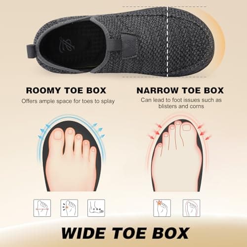 JOINFREE Mens Walking Shoes Wide Toe Box Barefoot Trainers Grey — view 3