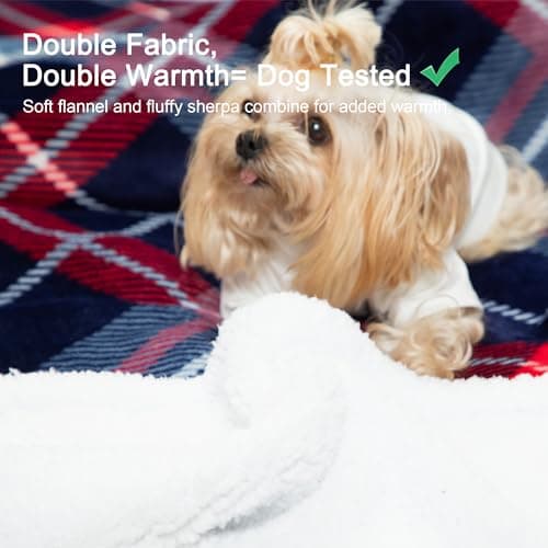 Winthome Double-Layered Sherpa Fleece Throw Blanket - Ultra Soft, Breathable & Warm Thick Blanket, Eco-Friendly Microfiber Blankets for Bed,Sofa Machine Washable Throw/Single Size Blue Check 130*170cm — view 3