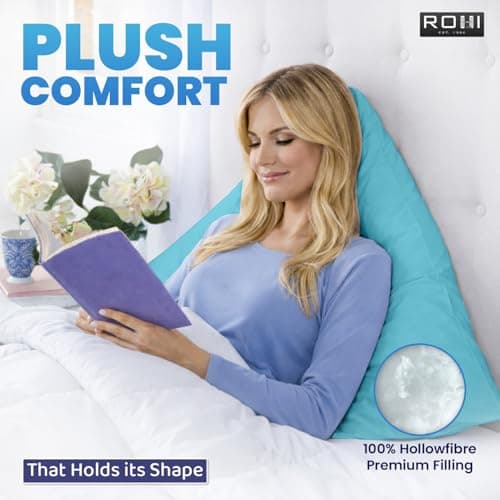 Rohi Orthopaedic V Pillow with Pillowcase – Anti Allergy Triangle pillows for Adults, Nursing, Maternity & Pregnancy – Extra Hollowfibre Cushioning to Supports Neck, Head & Back (Sky Blue) — view 4