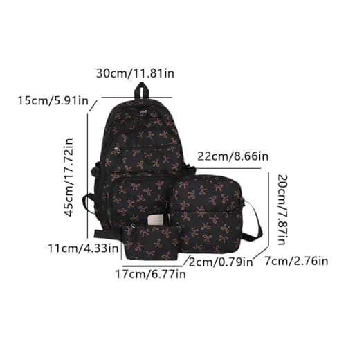 HiTotes School Bag for Girls Cute Backpack Preppy School Backpack Set Bow Girls Schoolbag Kawaii Rucksack for Teenage Secondary School — view 6