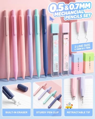 62Pcs Back to School Supplies, Filled Pencil Case Stationery Set,Begie — view 4