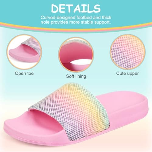 AOOWU Kids Sliders, Boys Girls House Slippers, Summer Beach Pool Slide Sandals, Shower Shoes, Soft EVA Slide Sandals for Indoor Outdoor, Lightweight Flip Flops — view 4