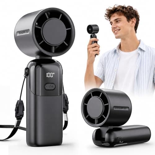 3-in-1 Handheld Fan Portable,5000mAh Rechargeable Personal Fan with High Speed 100-Level Turbo Cooling,12H Runtime,LED Display,Foldable Mini Handheld Fan for Summer Outdoor Travel Essentials