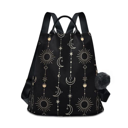 Mnsruu Sun Moon Stars Witch Anti-Theft Backpack for Women Fashion Purse Bag Travel Shoulder Bag Rucksack School Back Pack