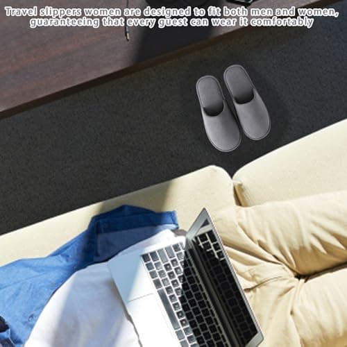 GYTFOG 4 Pairs Hotel Slippers, Grey Indoor Slippers for Travel, Spa Treatments, Home and Airplane, Non Slip Comfortable Slippers for Women and Men, Travel accommodation, Lightweight — view 6