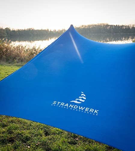 Premium Lycra Beach Tent - Beach Shelter Pop Up Sun Shade "Ole" with Aluminium Poles and Fillable Sand Anchor Blue (210 x 210 cm) — view 4