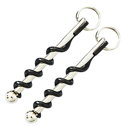 Macupon Stainless Steel Black Mini Portable Waiters Corkscrew with Keychain, 2 Pack, Perfect for Travel, Wine Lovers, Waiters & Bartenders — view 2