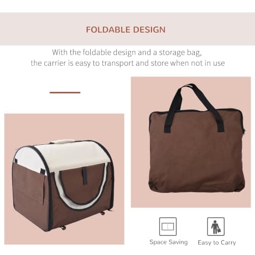 PawHut Foldable Pet Carrier for Miniature Dogs 46L x 36W x 41H cm Brown — view 4