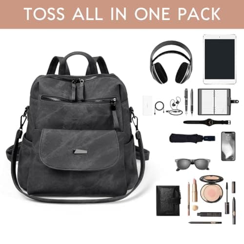 Aucuu Women Backpack, PU Leather Backpack, Fashion Ladies Backpack, PU Fashion Travel Multipurpose Shoulder Bag, Waterproof Anti-Theft Travel Lightweight Backpack, Handbag for Women & Girls — view 4