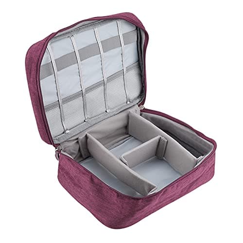 Aramox Travel Storage Bag Polyester Nylon Clothes Organizer 24.5x18x10cm Multiple Grid Portable Storage Box for Travel Dorm Underbed Winter Clothes Accessories (Purple) — view 3