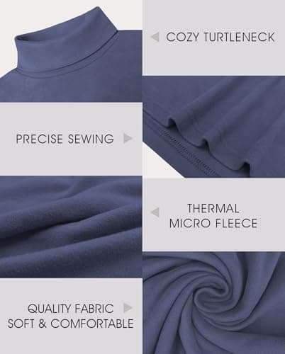 QIXING Men's Thermal Turtleneck Top, Long Sleeve Roll Neck, Navy Blue, XL — view 4