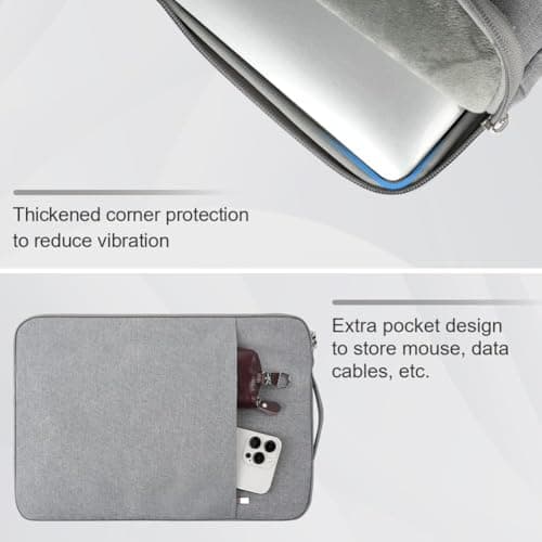 Flintronic 14 Inch Laptop Sleeve - Water Resistant, Portable Mens Laptop Bag With Pockets, Compatible With MacBook, Asus, Dell, HUAWEI (Light Gray) — view 4