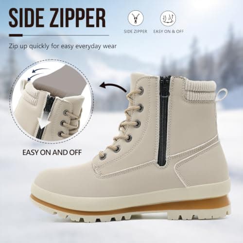 Hanani Walking Boots Womens Ankle Boots Hiking Boots Water Resistant Side Zipper Mid Calf Trekking Boots Lightweight Non-Slip Short Booties Lace up Outdoor Classic Work Shoes Ladies — view 2