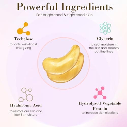 32 Pairs 24K Gold Under Eye Patches, Golden Undereye Pads, Hydrating Eye Masks for Anti Wrinkles Puffy Eyes Dark Circles, Puffiness Eye Bags Eyes Gel Pads, Women Men Travel Skincare Set — view 4