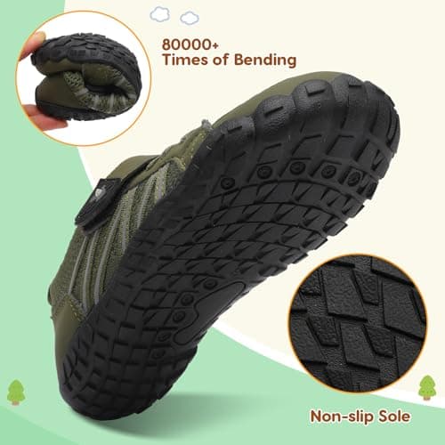 JOINFREE Kids Outdoor Shoes Wide Toe Barefoot Shoes Army Green — view 4