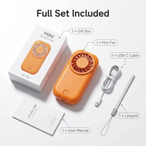 Mtbricey Mini Handheld Fan Portable USB Rechargeable 4 Speed Small Pocket Fan Ultra Light 55g Quiet Personal Fan for Travel Office Outdoor (Orange) — view 6