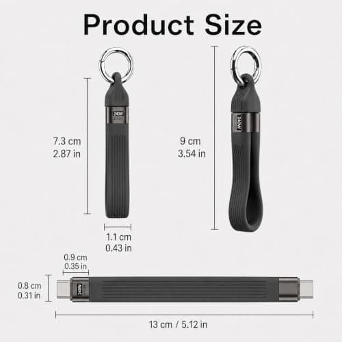 LANQEAOR 240W USB C to USB C Cable, Portable Keychain Type C Fast Charging Cable, Short PD Charging Data Cable for Phones, Tablets, Laptops, Travel and Everyday Carry (Black) — view 2