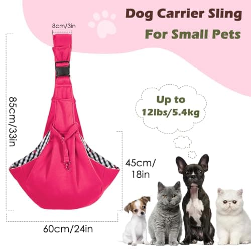 Pawaboo Small Dog Sling Carrier,for 3-10 lbs Pets, Rose Red — view 2