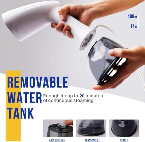 Rolipo Handheld Clothes Steamer, 1640W 30g/min Steam, 400ml Water Tank — view 6