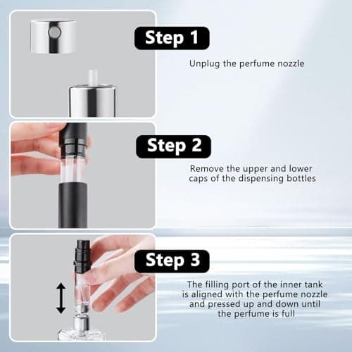 VZU 2PCS Perfume Travel Bottle, Perfume Atomiser 5ml, Portable Perfume Refillable Bottle, Atomizers with Pump for Travel, Leaking Proof, Luxurious Small Women and Men (Black & Grey) — view 5