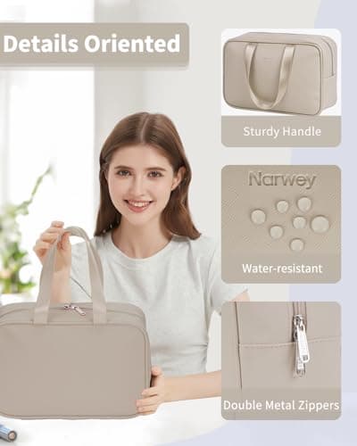 Narwey Large Toiletry Bags for Women,Travel Wash Bag Women for Toiletries — view 5