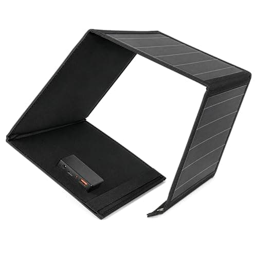 GoDyna 40W Foldable Solar Panel 80 x 28 cm Charger Portable Solar Panel with USB C USB A and DC Output Waterproof Monocrystalline Solar Charger for Camping Hiking Travel Power Bank Phone Tablet