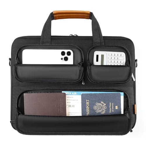 DOMISO 17 inch Laptop Bag,Business Laptop Briefcase with Multiple Pockets and Shoulder Strap,Shockproof Waterproof Computer Bag Compatible For 17-17.3 Dell HP Lenovo Asus,Black — view 5