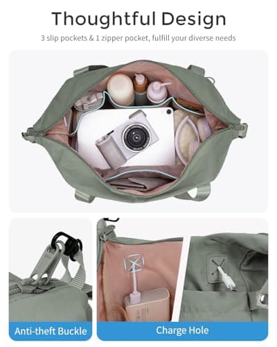 ECOHUB for Ryanair Cabin Bags 40x30x20, 24L Underseat Hand Luggage Bag, Recycled Lightweight Carry On Bag with Charge Hole, Water-Resistant Overnight Hospital Weekend Bag for Women, Sage Green — view 3