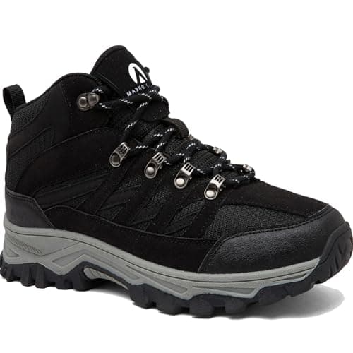 HODTOB Hiking Boots Mens Womens Lace-up Non-Slip Outdoor Men Women Mountain Trekking Shoes for All Season Walking Travelling Backpacking Camping Shoes Sneaker Black-7UK