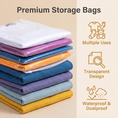 20 Pcs Ziplock Bags, 40 X 30cm Large Travel Clothes Storage Bags Reusable Clear Storage Bags with Zip Lock Seal Bag Waterproof Luggage Organiser for Clothes Shoes Cosmetics Offices Supplies — view 5