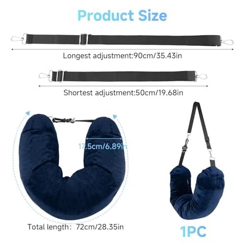 AHRLIC Soft Stuffable Neck Pillow for Travel Multifunctional U-Shaped Cushion Fillable with Clothes for Extra Luggage Space, Adjustable Strap for Airplane, Camping, Train, Hiking (Navy Blue) — view 2