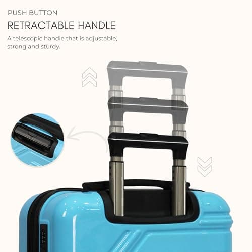 Rocklands London Lightweight 4 Wheel Hard Shell PC Luggage Suitcase Ryanair Cabin Travel Bag 55x40x20 cm - PC30 (Sky Blue) — view 4