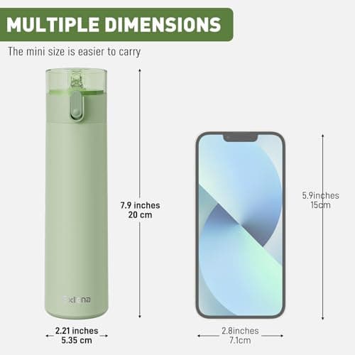 Exllena Small Water Bottle 270ml with Straw – Small Flask with One-Hand Open Design, Leak-Proof Locking Lid, 4-6 Hours Hot/Cold Retention and Portable for Coffee, Milk, or Any Beverage(Mint) — view 2