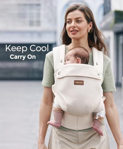 Momcozy Baby Carrier for 3-24M/3.2-20kg, Waist 64-127cm, Air Mesh-Apricot — view 3