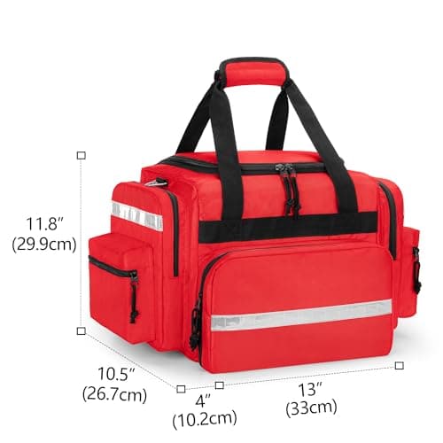 Damero Large Capacity Emergency Medical Bag with Removable Dividers, Red — view 5
