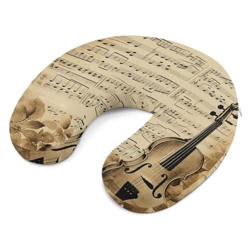 FekiLoot Music Notes on Old Paper Neck Pillow Soft U Shaped Travel Pillow Portable Headrest Neck Support Cozy Memory Foam Pillows for Airplane Car Home Office Sleeping Essentials — view 6