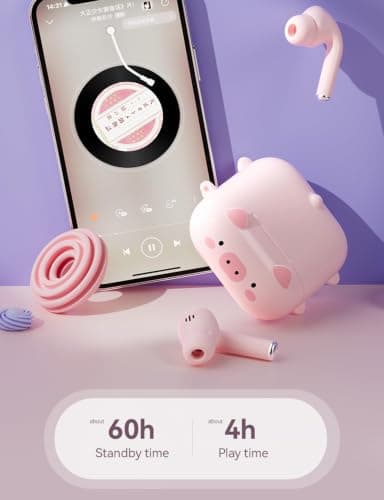 Ttbesmi Cute Kids True Wireless Earbuds Girls Ear Buds for Kids for School Earphones with Case for iPhone Android Kawaii Headphones Kid Bluetooht Earbuds for Small Ear Canals Women — view 2