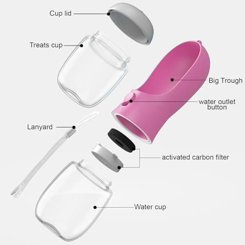 3 in 1 Portable Dog Water Bottle with Food Container and Waste Bag, Multifunctional Pet Travel Water Dispenser Water Bottle for Outside Drinking and Eating,Suitable for Puppy and Cats — view 2