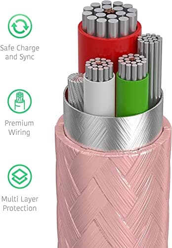 KP TECHNOLOGY Multi Port Fast Charger For Honor Pad 8 / Honor Pad X8 (TYPE C Cable + Dual Port Plug) (ROSE GOLD) — view 5