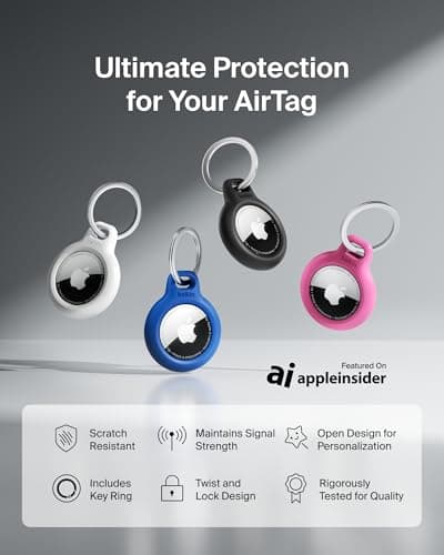 Belkin F8W973 AirTag Case with Key Ring (Secure Holder Protective Cover for Air Tag with Scratch Resistance Accessory) - White — view 2