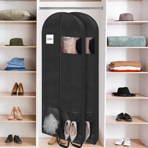 Belinlen 2 Pack 65 Inch/165cm Long Garment Bags with 4" Gusset for Dress — view 6