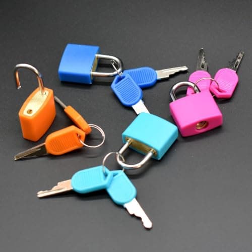 4 Pack Mini Suitcase Locks with Keys, Colour-Coded Small Metal Luggage Padlocks for Travel Bags, Zip Cases, Backpacks, Gym Lockers, Laptop Bags, Drawers, Diaries and Toolboxes, 8 Keys, Travel Security — view 6