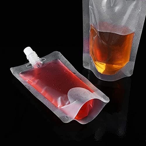 Yukiyi 20pcs 250ml Refillable Drink Pouches for Festivals Essentials Festival Accessories Clear Travel Plastic Flasks Cruise Kit Reusable Juice Bags Drink Container Party Christmas Hot Cold Beverage — view 3